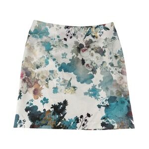 NWT Cartise Floral Mini Skirt Womens 12 Multicolor Impressionist Textured Art